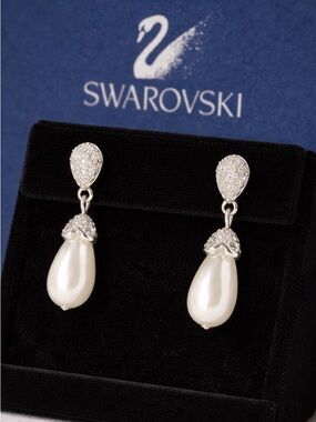 Swarovski Crystal and Pearl Drop Earrings